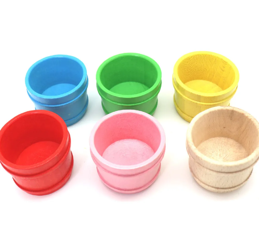 Tout Pour le Jeu Mini baquet coloré 4.5 x 5.9 cm - panier rond bois à l'unité