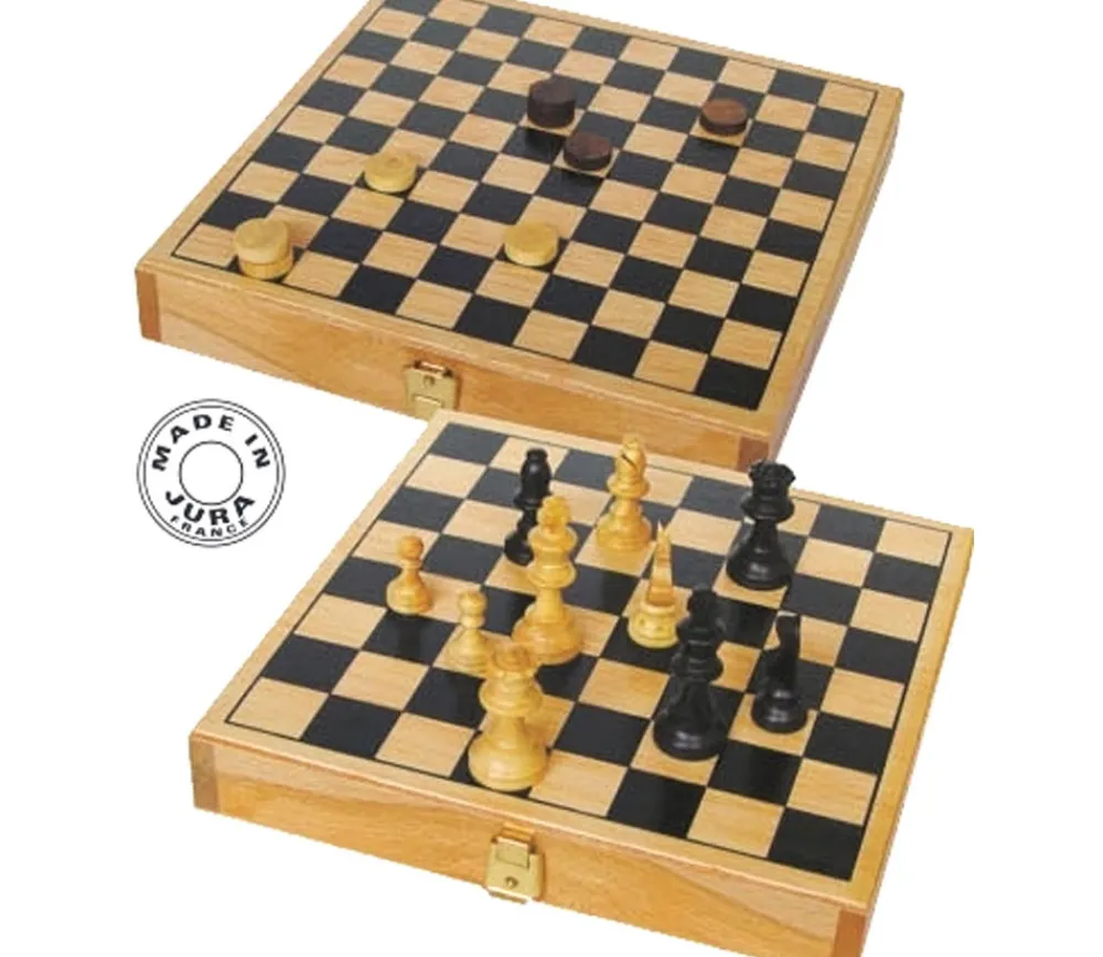 Tout Pour le Jeu Mini coffret Dames et échecs jeu recto-verso 21 x 21 cm français