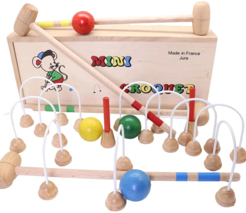 Tout Pour le Jeu Mini Croquet en bois 4 joueurs TABLE ou intérieur en coffret