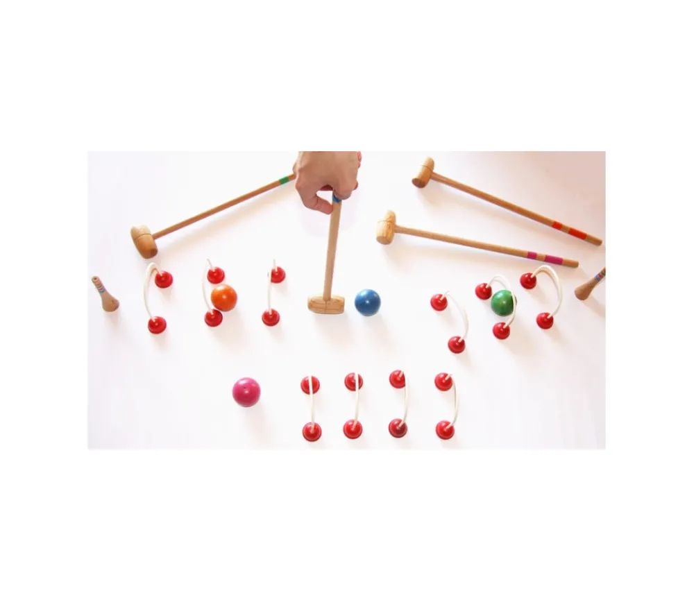 Tout Pour le Jeu Mini Croquet en bois 4 joueurs TABLE ou intérieur en coffret