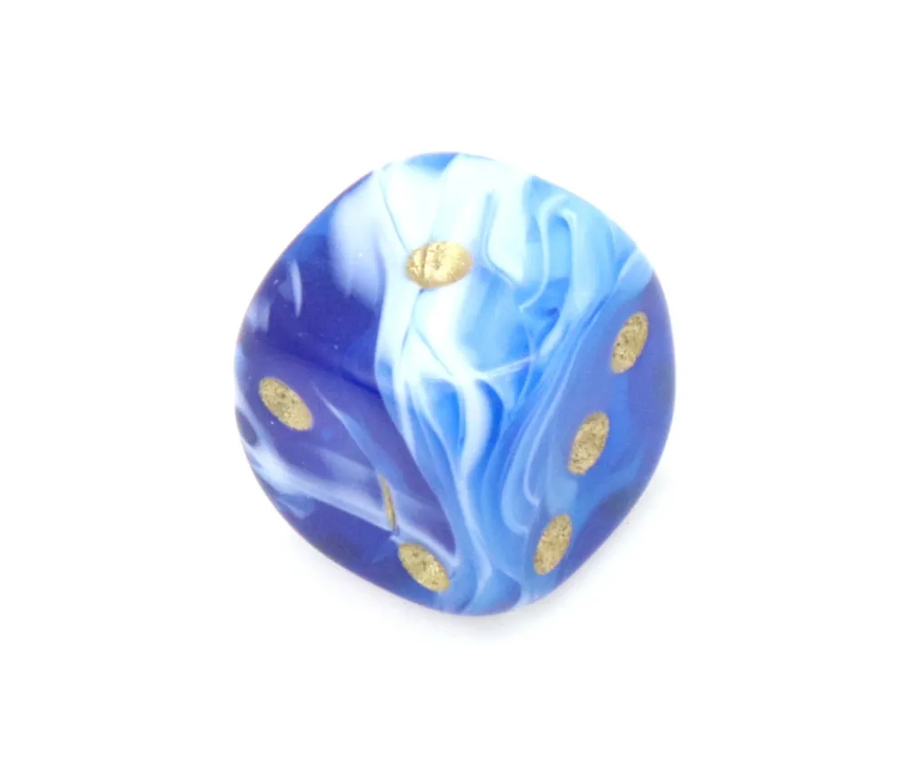 Tout Pour le Jeu Mini Dé marbré bleu 12 mm points dorés