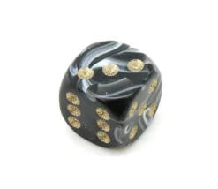 Tout Pour le Jeu Mini Dé marbré noir 12 mm points dorés
