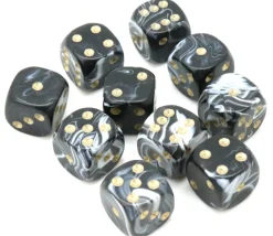 Tout Pour le Jeu Mini Dé marbré noir 12 mm points dorés