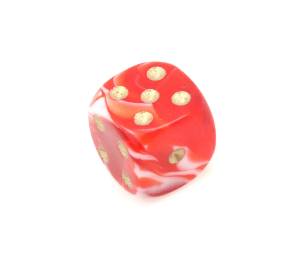 Tout Pour le Jeu Mini Dé marbré rouge 12 mm points dorés