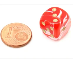 Tout Pour le Jeu Mini Dé marbré rouge 12 mm points dorés