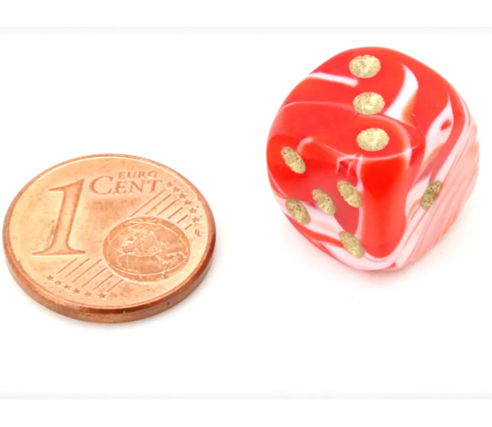 Tout Pour le Jeu Mini Dé marbré rouge 12 mm points dorés