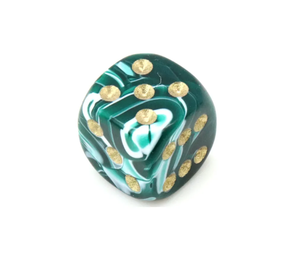 Tout Pour le Jeu Mini Dé marbré vert 12 mm points dorés