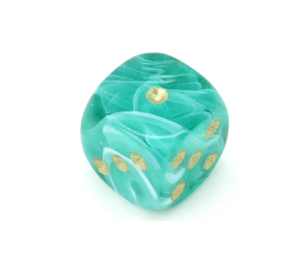 Tout Pour le Jeu Mini Dé marbré vert 12 mm points dorés