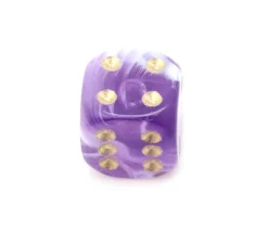 Tout Pour le Jeu Mini Dé marbré violet 12 mm points dorés