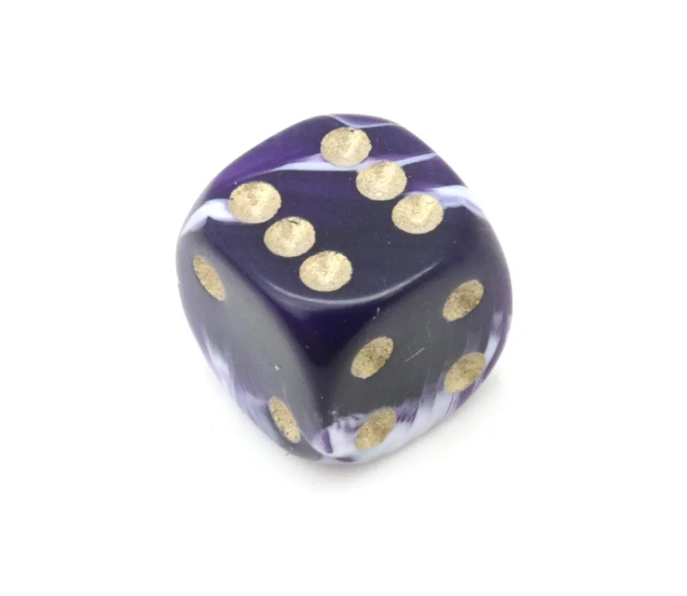 Tout Pour le Jeu Mini Dé marbré violet 12 mm points dorés