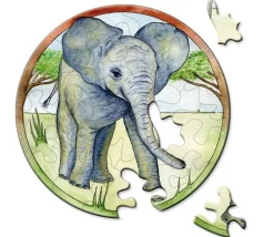 Tout Pour le Jeu Mini puzzle rond éléphant 9 cm 33 pièces Curiosi