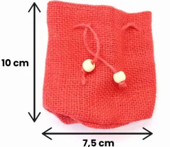 Tout Pour le Jeu Mini sac jute rouge 7.5 x 10 cm avec cordon