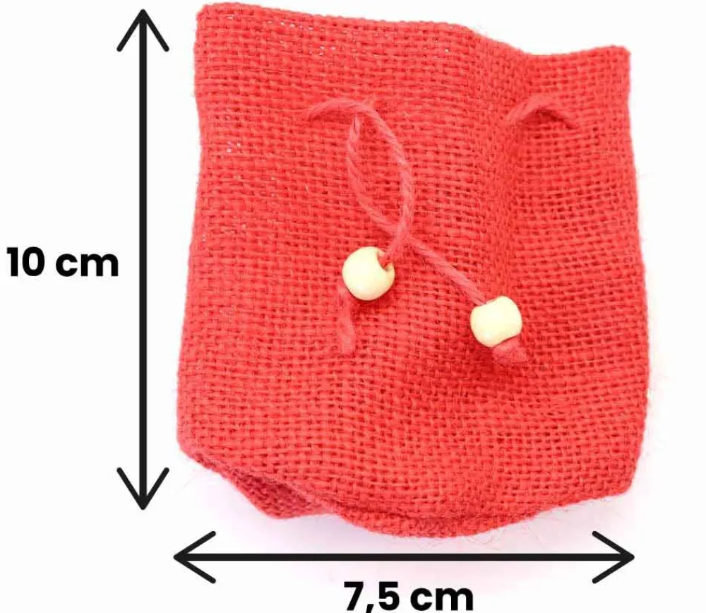 Tout Pour le Jeu Mini sac jute rouge 7.5 x 10 cm avec cordon