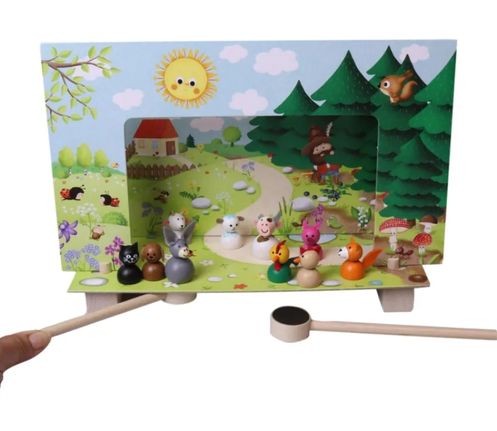 Enfant Tout Pour le Jeu Mini théâtre en bois animaux de la ferme