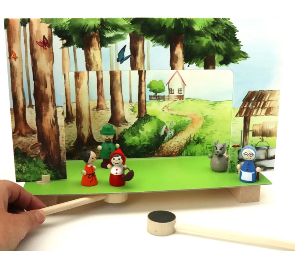Enfant Tout Pour le Jeu Mini théâtre en bois Petit Chaperon rouge