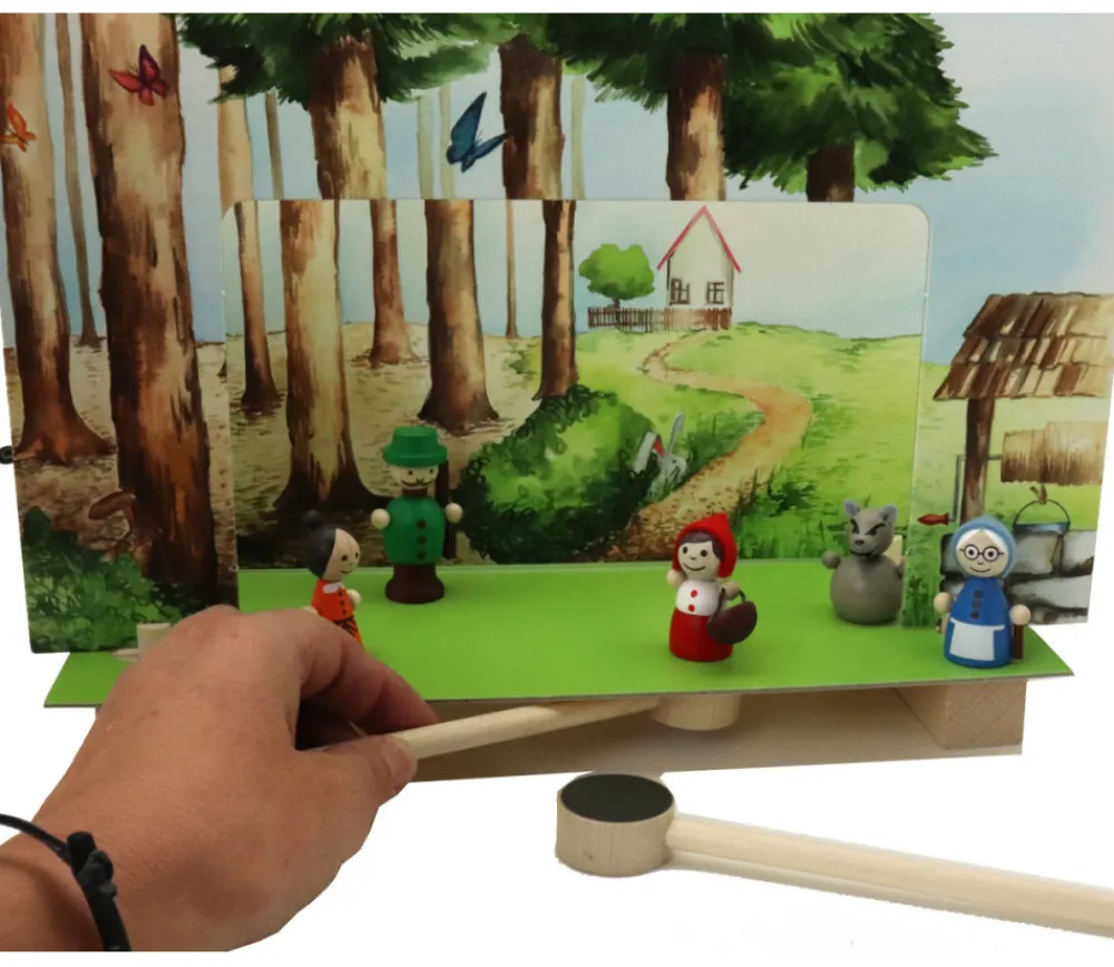 Enfant Tout Pour le Jeu Mini théâtre en bois Petit Chaperon rouge