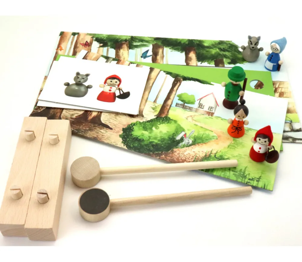 Enfant Tout Pour le Jeu Mini théâtre en bois Petit Chaperon rouge