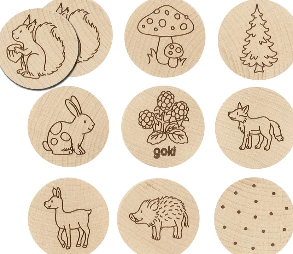 Tout Pour le Jeu Mémo de la forêt - 16 palets en bois de 4.5 cm de diamètre
