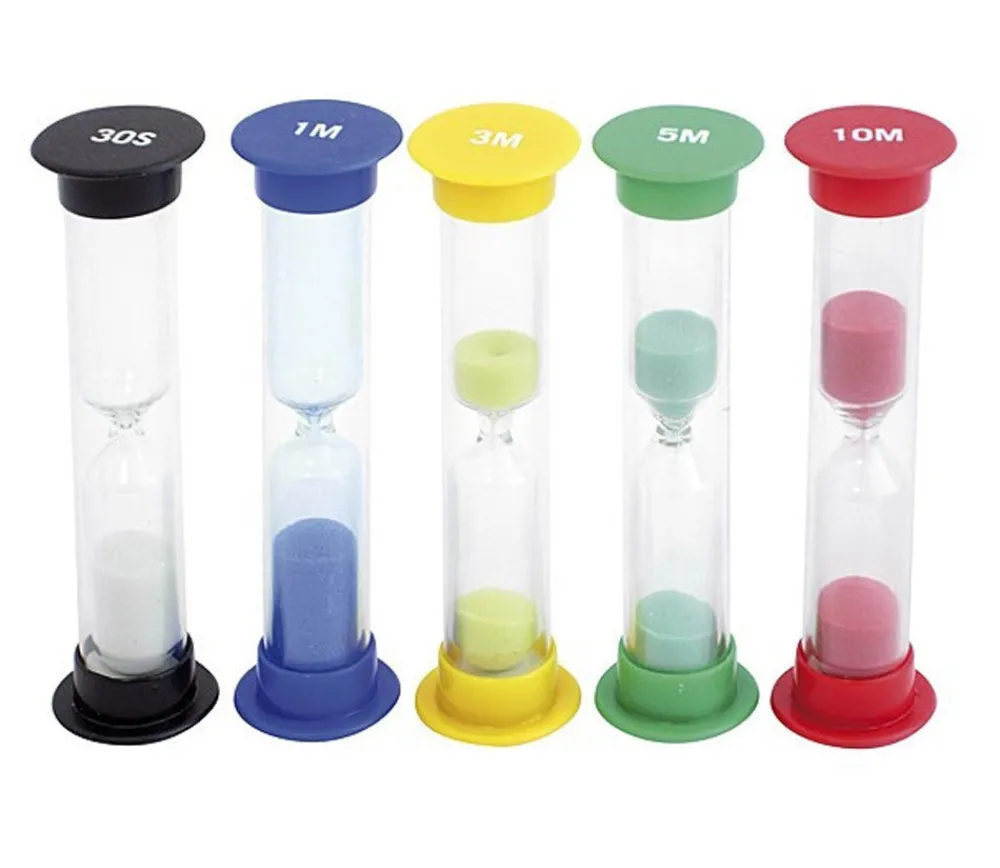Tout Pour le Jeu Pack 5 sabliers pour jeux : 30 sec,1,3,5 et 10 minutes - 9 cm MM