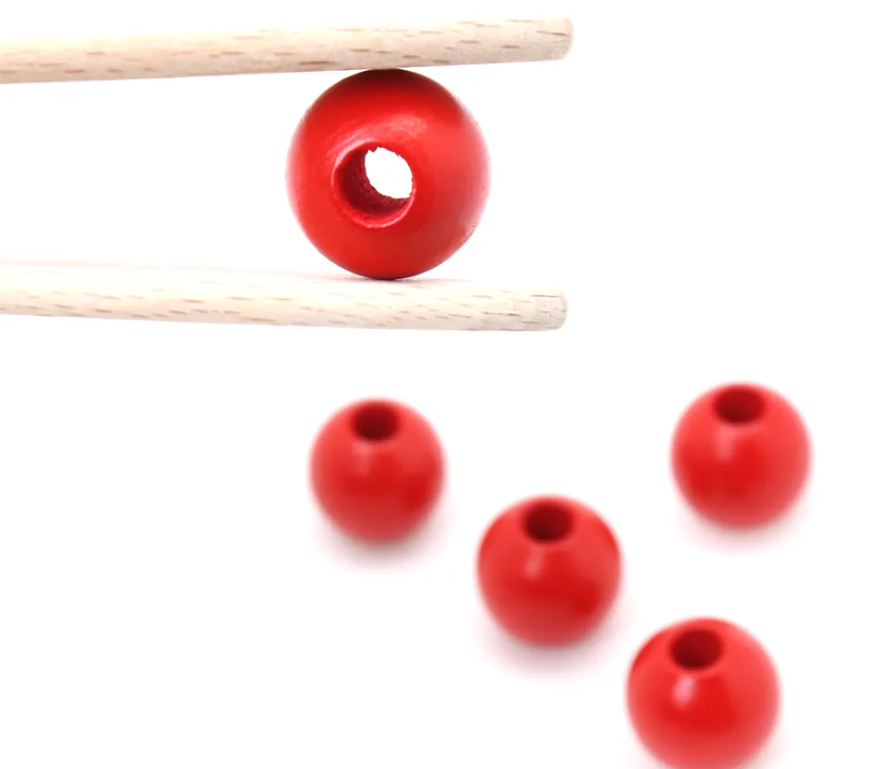 Tout Pour le Jeu Perle bois couleur rouge de 2 cm trou de 7 mm unité