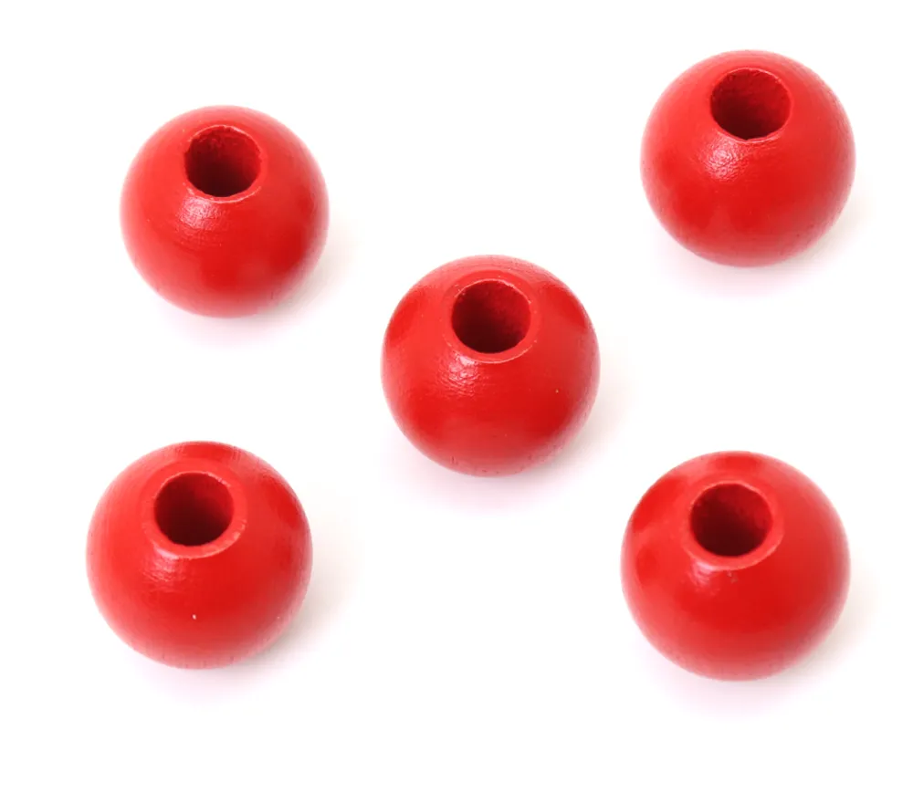 Tout Pour le Jeu Perle bois couleur rouge de 2 cm trou de 7 mm unité