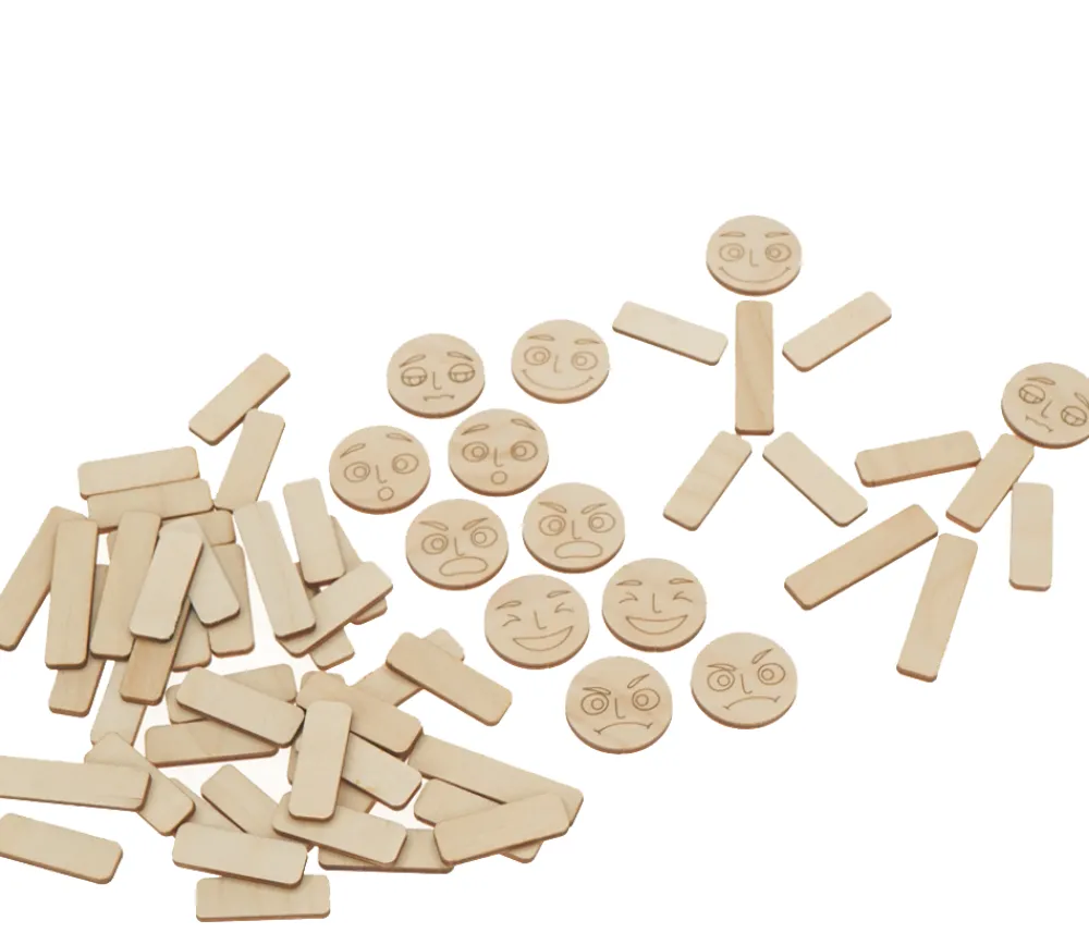 Tout Pour le Jeu Personnages en bois émotions - 40 pièces