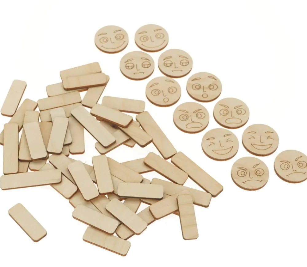 Tout Pour le Jeu Personnages en bois émotions - 40 pièces