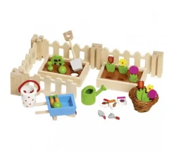 Tout Pour le Jeu Petit jardin en bois miniature avec légumes, fleurs et accessoires