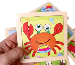 Tout Pour le Jeu Petit puzzle 9 pièces en bois crabe