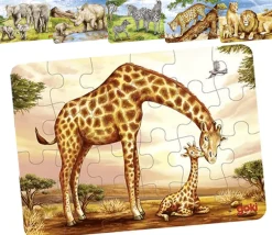 Tout Pour le Jeu Petit puzzle en bois Animal africain 24 pièces (1 modèle mis au hasard)