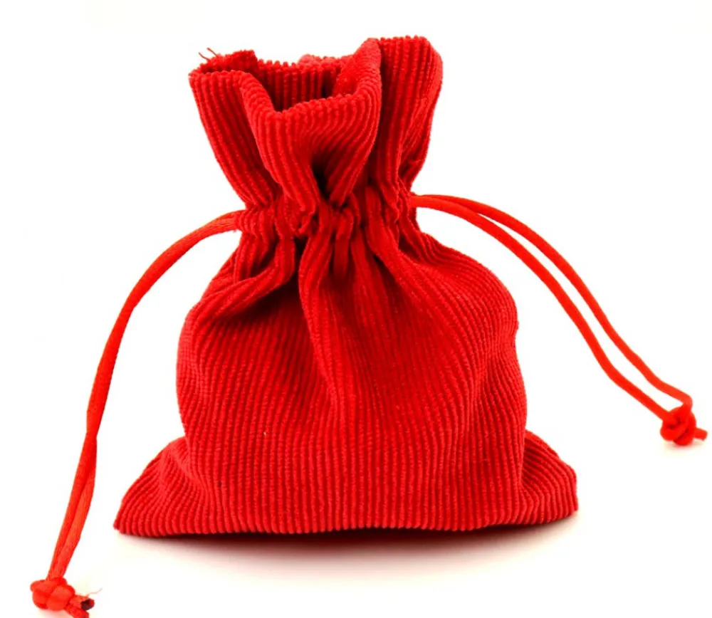 Tout Pour le Jeu Petit Sac 10 x 12.5 cm - velours épais rouge avec cordon