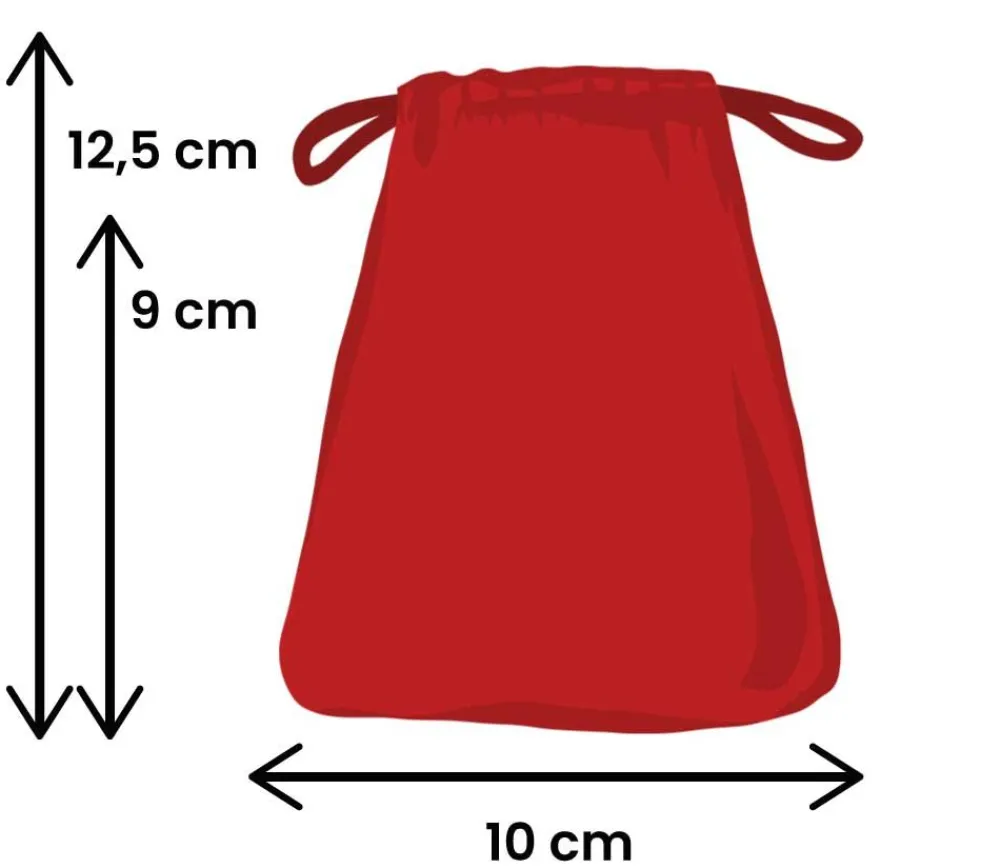 Tout Pour le Jeu Petit Sac 10 x 12.5 cm - velours épais rouge avec cordon