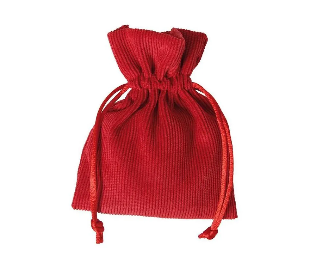 Tout Pour le Jeu Petit Sac 10 x 12.5 cm - velours épais rouge avec cordon