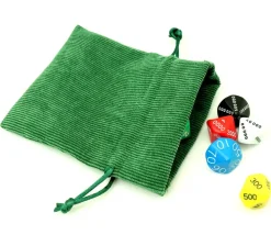 Tout Pour le Jeu Petit Sac 10 x 12.5 cm - velours épais vert avec cordon