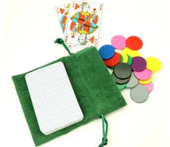 Tout Pour le Jeu Petit Sac 10 x 12.5 cm - velours épais vert avec cordon