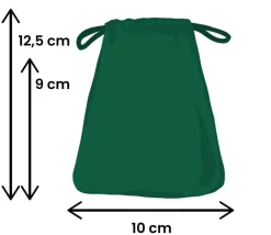 Tout Pour le Jeu Petit Sac 10 x 12.5 cm - velours épais vert avec cordon