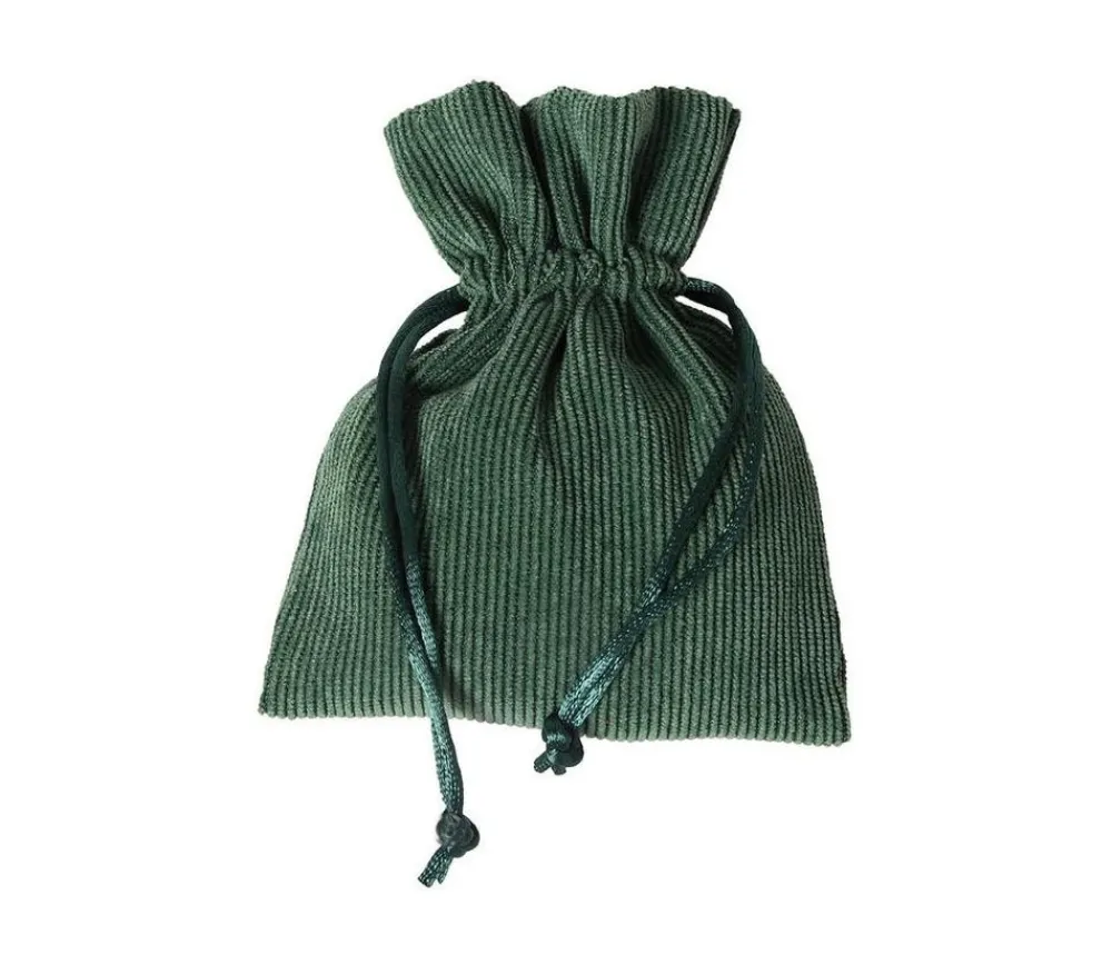 Tout Pour le Jeu Petit Sac 10 x 12.5 cm - velours épais vert avec cordon