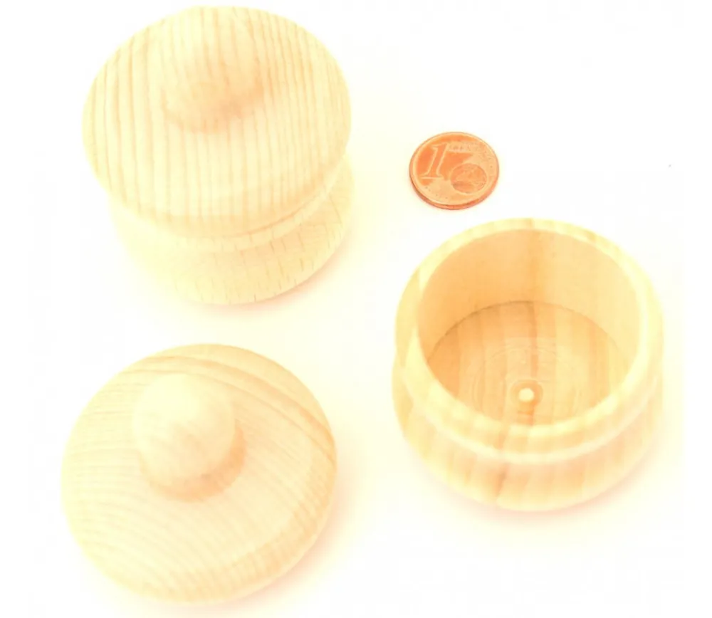 Tout Pour le Jeu Petite boite ronde bois avec couvercle : 45 mm de diamètre