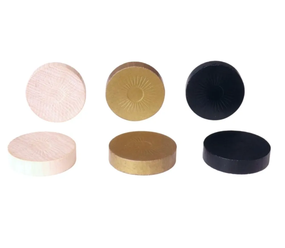 Tout Pour le Jeu Pion bois 30 mm noir, doré ou naturel moulure soleil à l'unité