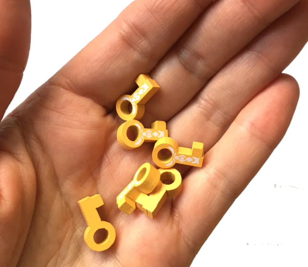 Tout Pour le Jeu Pion clef jaune orange en bois 16 x 8 x 10 mm