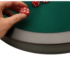 Tout Pour le Jeu Piste de dés PRESTIGE 36 cm verte et noire tour cuir avec 5 dés