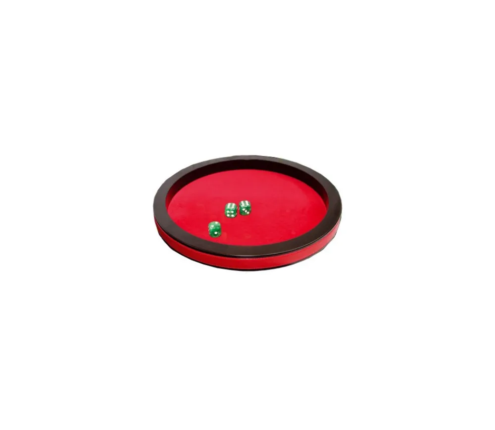 Tout Pour le Jeu Piste dés 30 cm prestige rouge tour cuir avec 3 dés