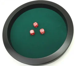 Tout Pour le Jeu Piste dés 30 cm prestige verte tour cuir avec 3 dés