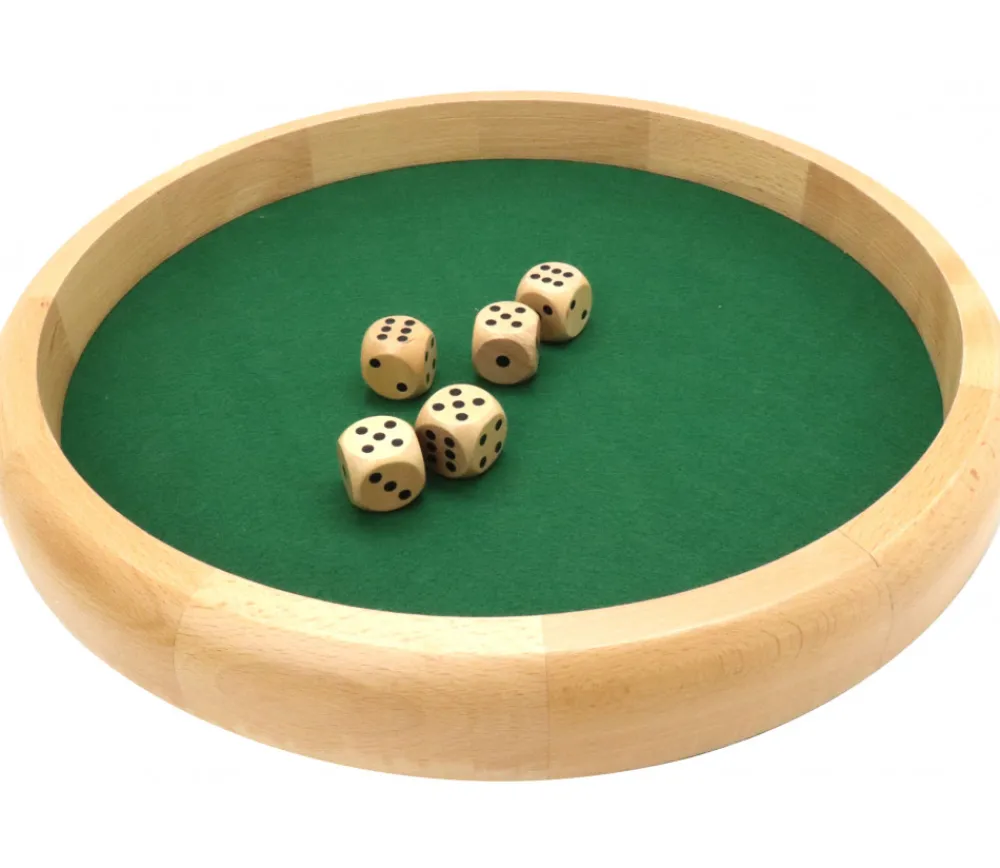 Tout Pour le Jeu Piste dés en bois ronde 40 cm avec 5 dés bois