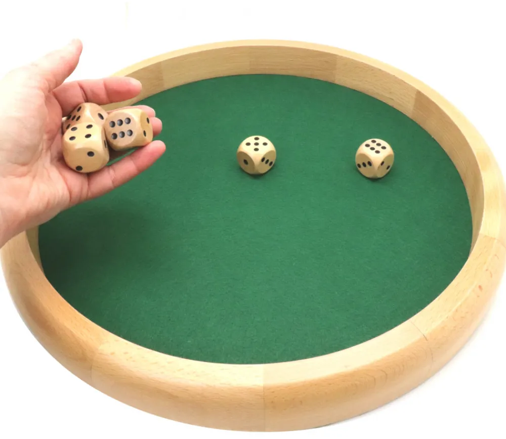 Tout Pour le Jeu Piste dés en bois ronde 40 cm avec 5 dés bois