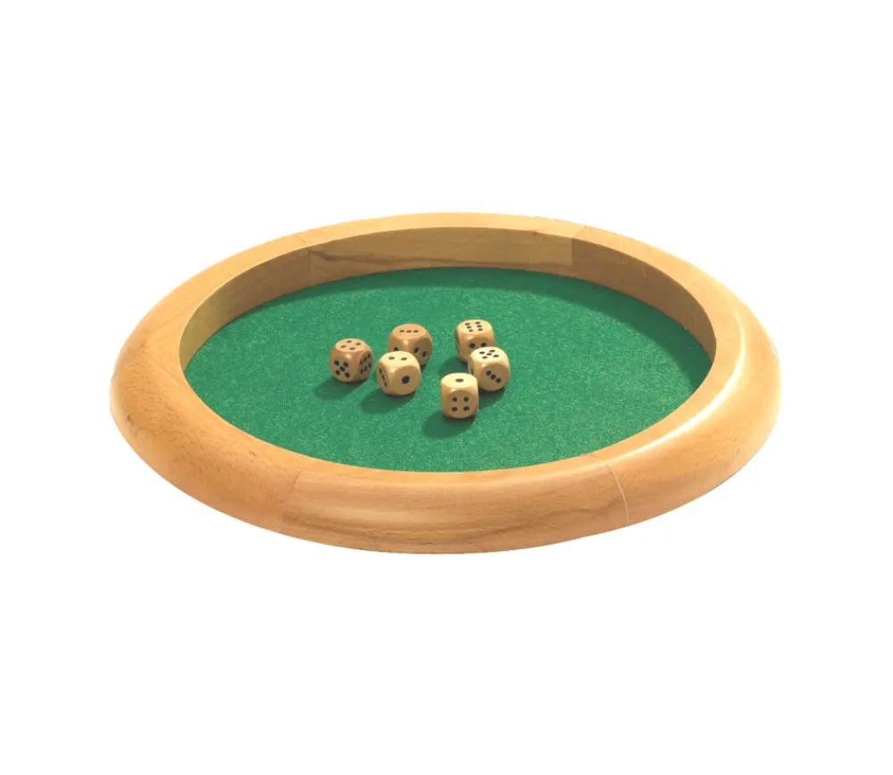 Tout Pour le Jeu Piste dés en bois ronde de 30 cm avec 6 dés bois