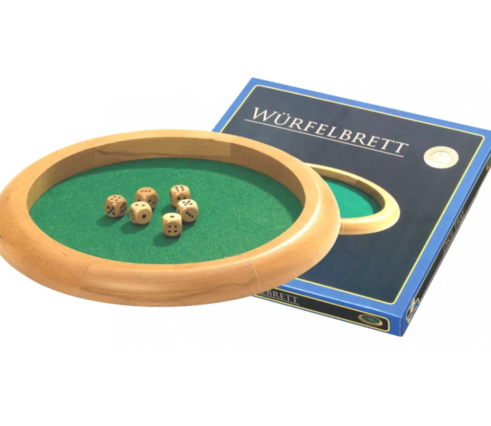 Tout Pour le Jeu Piste dés en bois ronde de 30 cm avec 6 dés bois