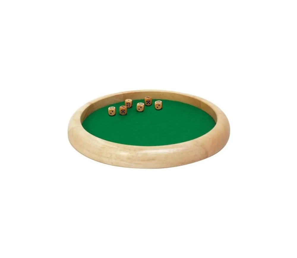 Tout Pour le Jeu Piste dés en bois ronde de 35 cm avec 5 dés bois