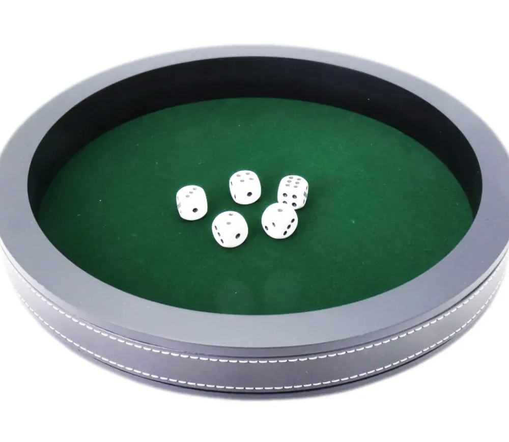Tout Pour le Jeu Piste dés luxe 30 cm verte et noire 30 cm tour simili cuir