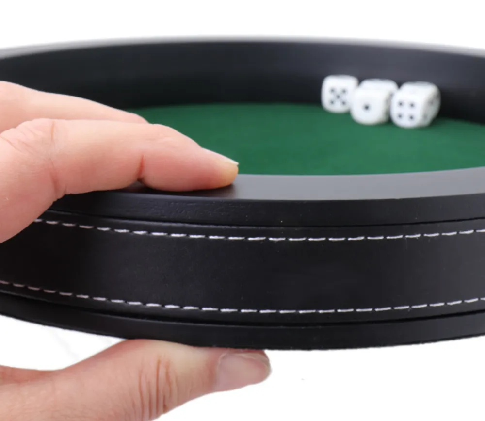 Tout Pour le Jeu Piste dés luxe 30 cm verte et noire 30 cm tour simili cuir